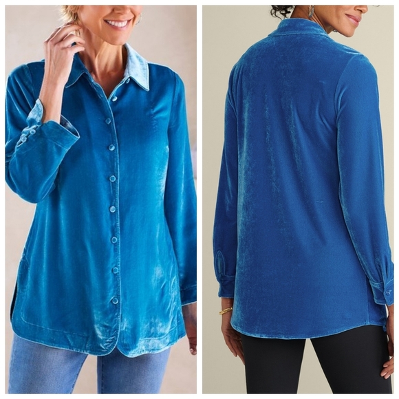 Soft Surroundings Tops - Soft Surroundings Velvet Boyfriend Tunic - Size Medium